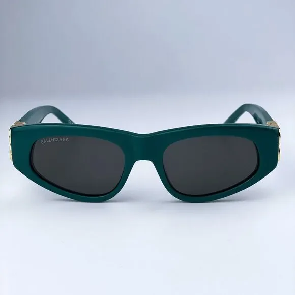 SALE! NEW Balenciaga BB0095S 005 Green Gold Logo Grey Cat Eye Women Sunglasses - Picture 6 of 15